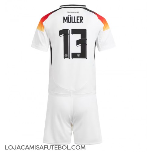 Camisa de Futebol Alemanha Thomas Muller #13 Equipamento Principal Infantil Europeu 2024 Manga Curta (+ Calças curtas)